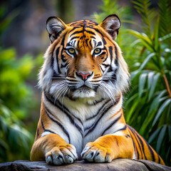 Fototapeta premium portrait of bengal tiger sitting panthera tigris