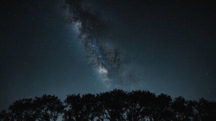 Fototapeta premium Stargazing beneath a breathtaking Milky Way in a serene, remote landscape at night