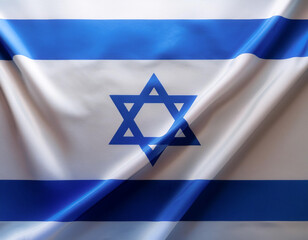 Israel flag waving in the wind on side position provides copy space for text isolated