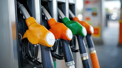 Modern Fuel Pumps at a Gas Station with Clear Signage