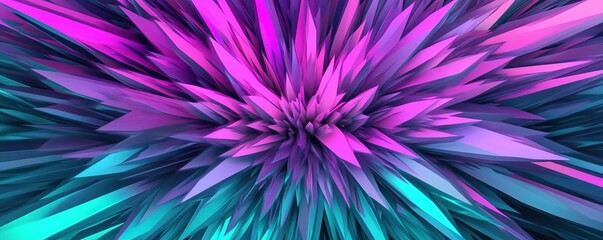 Obraz premium Vivid pink and turquoise spikes exploding from the center