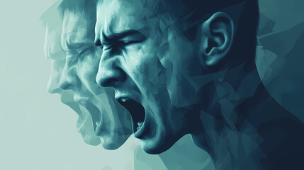 Depressed man faces of depression depressive states of mind melancholy mental disorders abnormal and clinical psychology psychopathology. Melancholy. Illustration