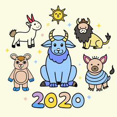 Fototapeta premium Set of Funny Cartoon Animals: A Playful and Amusing Collection of Humorous Animal Characters, Perfect for Kids' Illustrations, Featuring Cute and Silly Animal Designs in Fun and Colorful Styles