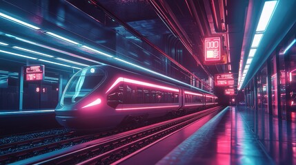 Fototapeta premium Modern Underground Train Station with Sleek Architecture