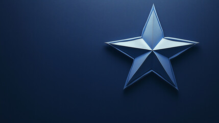 A clean, five-pointed star with subtle gradients and shadow effects, set against a solid navy blue background.