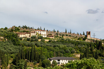 distance panorama view to the wide walls of the Casa Nazareth 