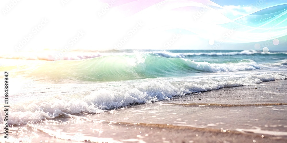 Poster abstract pastel waves background - soft color gradient texture with bokeh effect for modern design p