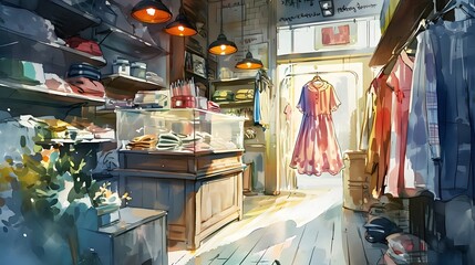 Obraz premium Trendy Baby Clothing Store Illustration in Modern Design