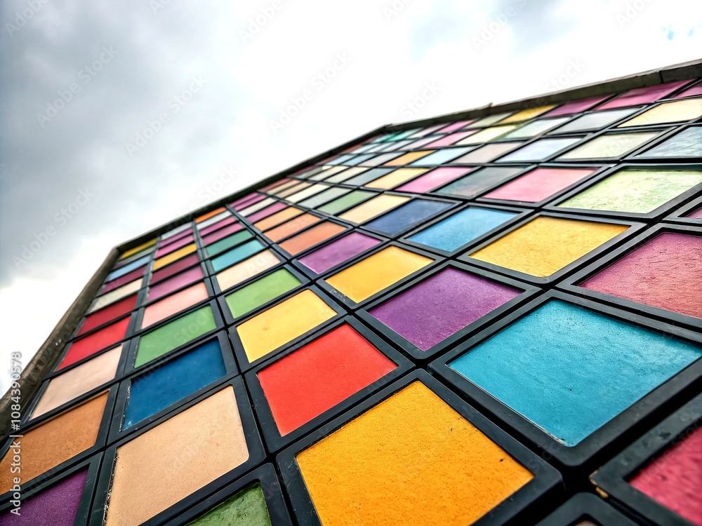 Poster abstract squares composition with vibrant colors and geometric patterns, ideal for modern background