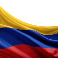 Fototapeta premium Colombia flag waving in the wind on side position provides copy space for text isolated