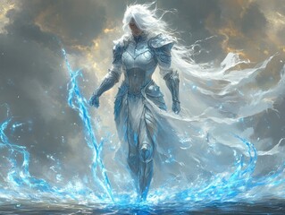 Horoscope, Aquarius zodiac with bright water energy, generated by AI