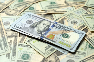 US hundred dollar bills background