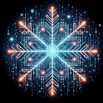 AI Snowflake Electric Circuits and Geometric Patterns