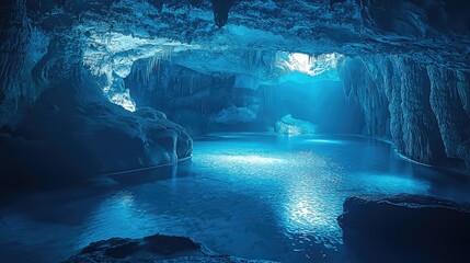 Mystical Cave with Stalactites and Stalagmites