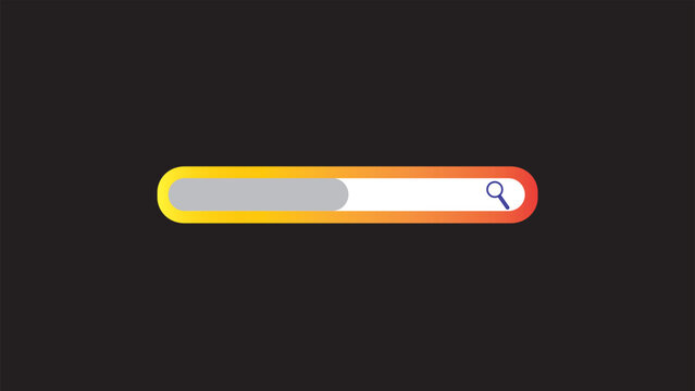 Search web bar with magnifying glass, internet search bar. an isolated search engine. information search system on black background.