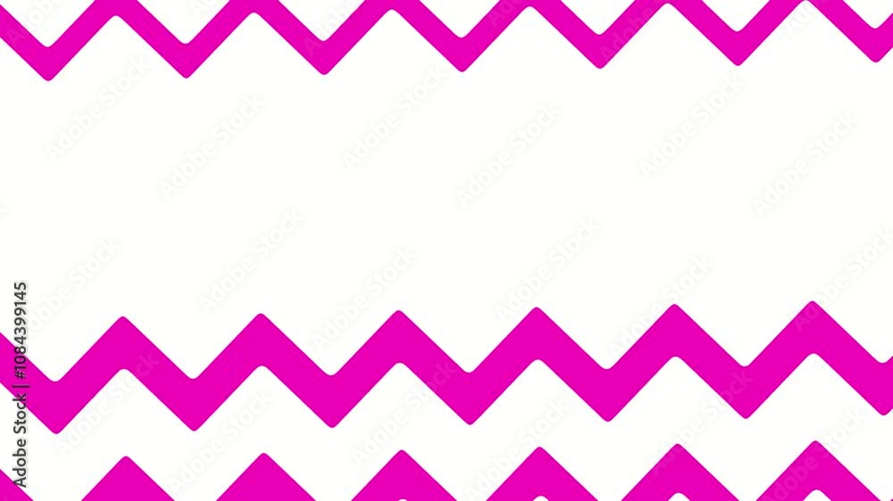 Poster bold pink zigzag lines dynamically moving on a white background. seamless looping animation.