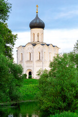 Church of Intercession upon Nerl River 12th century. (Bogolyubovo, Vladimir region, Golden Ring of Russia) A warm summer evening. historical and cultural heritage of Russia.