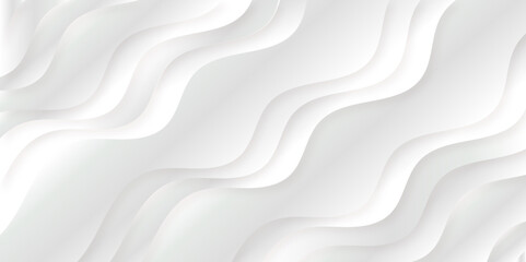 Obraz premium Abstract stylish white paper gradient wavey curve line shadow minimal wave line vector background, space for text, book, flyer, card style space.