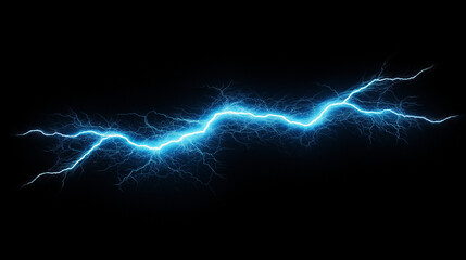 A sharp, zigzagging lightning bolt with a glowing effect, set against a solid black background.