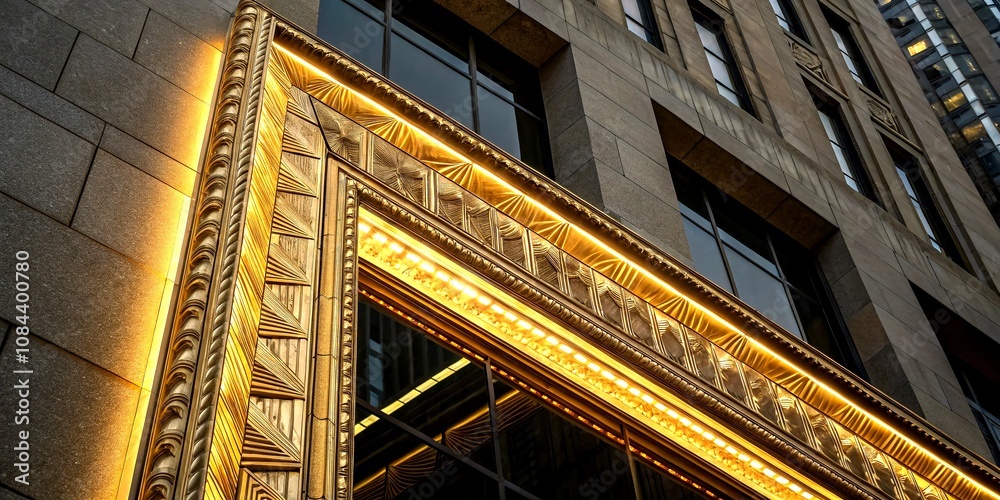 Poster architectural photography of an animated cross contour vertical cross with gold light animated textu