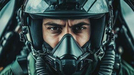 Fototapeta premium Close-Up Portrait of a Fighter Pilot