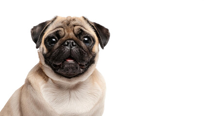 Pug Dog is sitting showing cute expression isolated