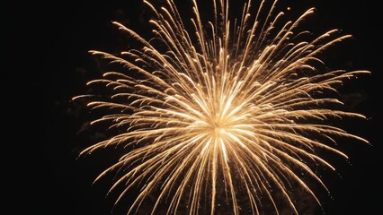 Obraz premium Brilliant golden fireworks burst in the night sky during a lively celebration event