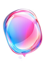 Glossy 3D oval shape in vibrant gradient colors of pink and blue, isolated on a white background, symbolizing creativity, modern design, or abstract art