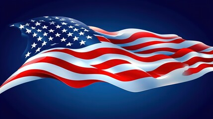 Fototapeta premium Wavy American flag background for memorial day HD image 