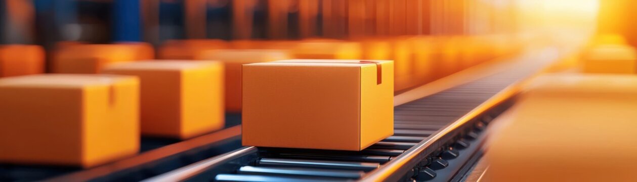 make to stock concept. Production line manufacturing items for stock, with labeled bins for inventory, structured workflow, 3D illustration