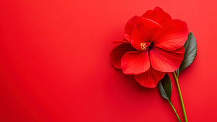 Vibrant Begonia Flower Against a Striking Red Background Showcasing Nature's Artful Beauty