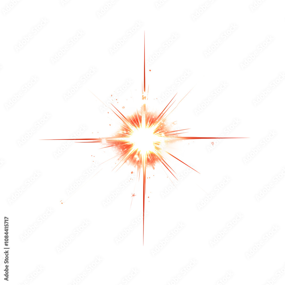 Poster glowing star with bright rays on transparent background, perfect for adding sparkle and shine to des