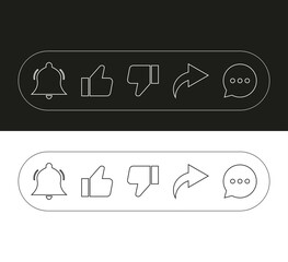 YouTube Like Comment Share Subscribe Icon Set