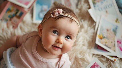 Creative and funny baby milestone cards in a scrapbook