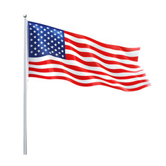 Fototapeta premium Realistic american flag waving in the wind on a transparent background, perfect for patriotic projects
