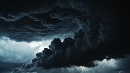 Dramatic storm clouds swirl ominously above the horizon as thunder crackles in the distance