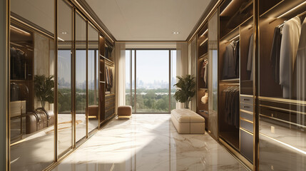 Obraz premium Modern office and hotel interior with hallway glass windows 