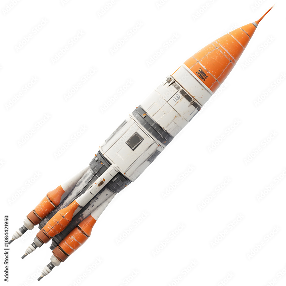 Poster Dynamic rocket ship blasting off into the cosmos, with a see-through backdrop for seamless inclusion in diverse projects