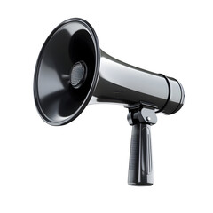 Black megaphone announcing on a clear background, perfect for communication and marketing themes