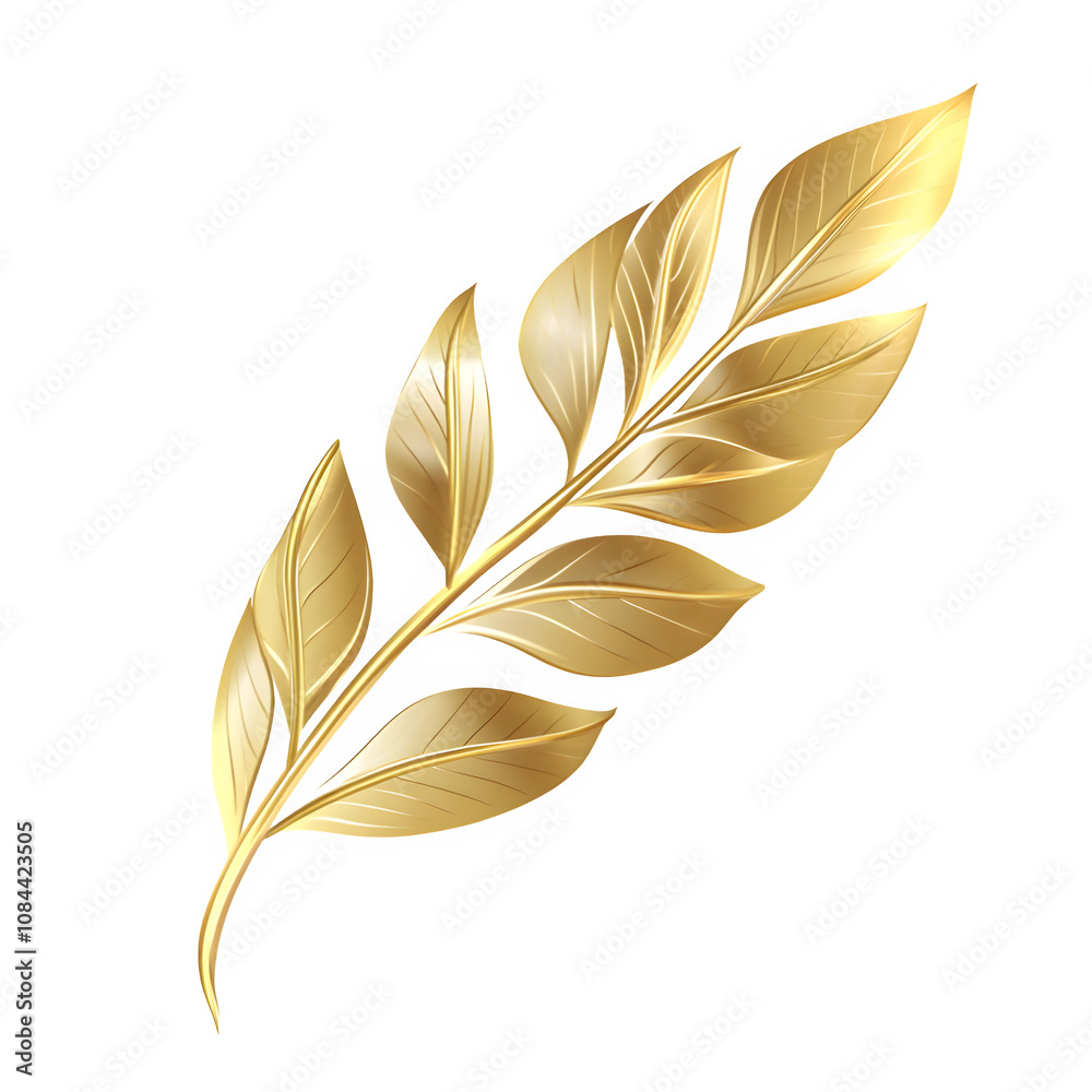 Aufkleber golden laurel branch with a realistic design and elegant transparent background for a luxurious touc