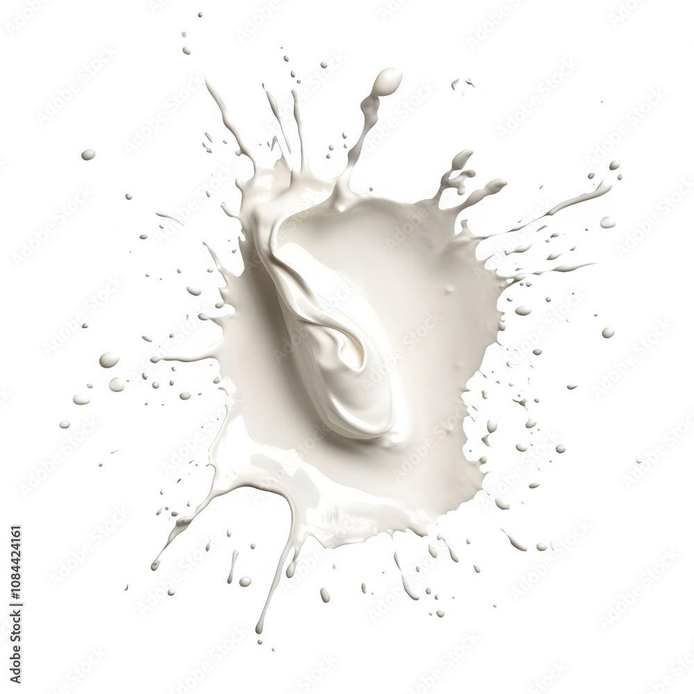Leinwandbilder White paint splashing dynamically to create an abstract design on a clear backdrop, ideal for adding an artistic flair to any project