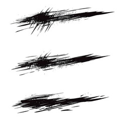 Three grunge brush strokes form a dynamic and edgy design element, isolated on a transparent background