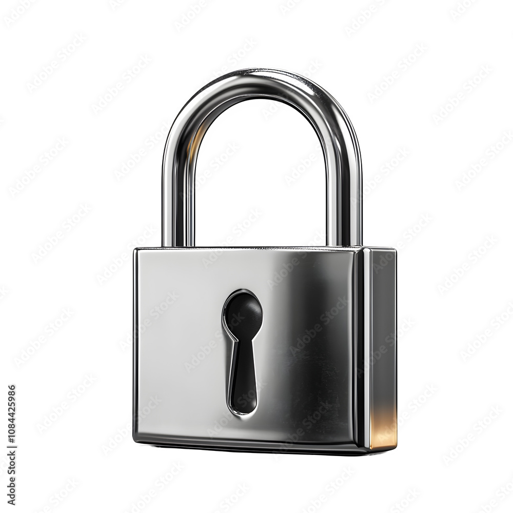 Poster Metallic padlock isolated on transparent background symbolizing data protection and security