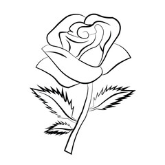 Ornamental Floral Design A classic black and white floral design element featuring elegant, curved leaves and intricate detailing. Perfect for use in decorative borders, logos