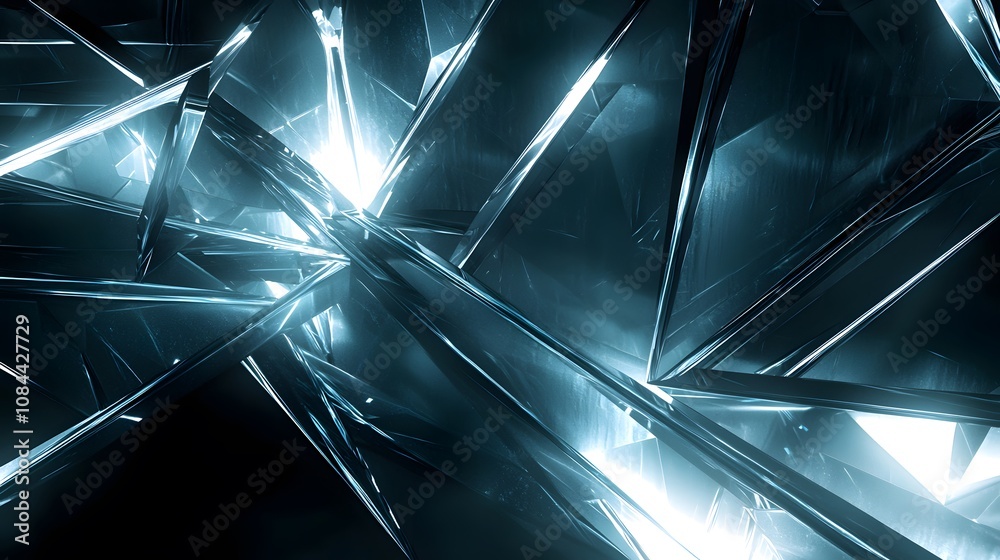 Leinwandbilder dynamic crystal reflections abstract setting digital art futuristic environment close-up view light 