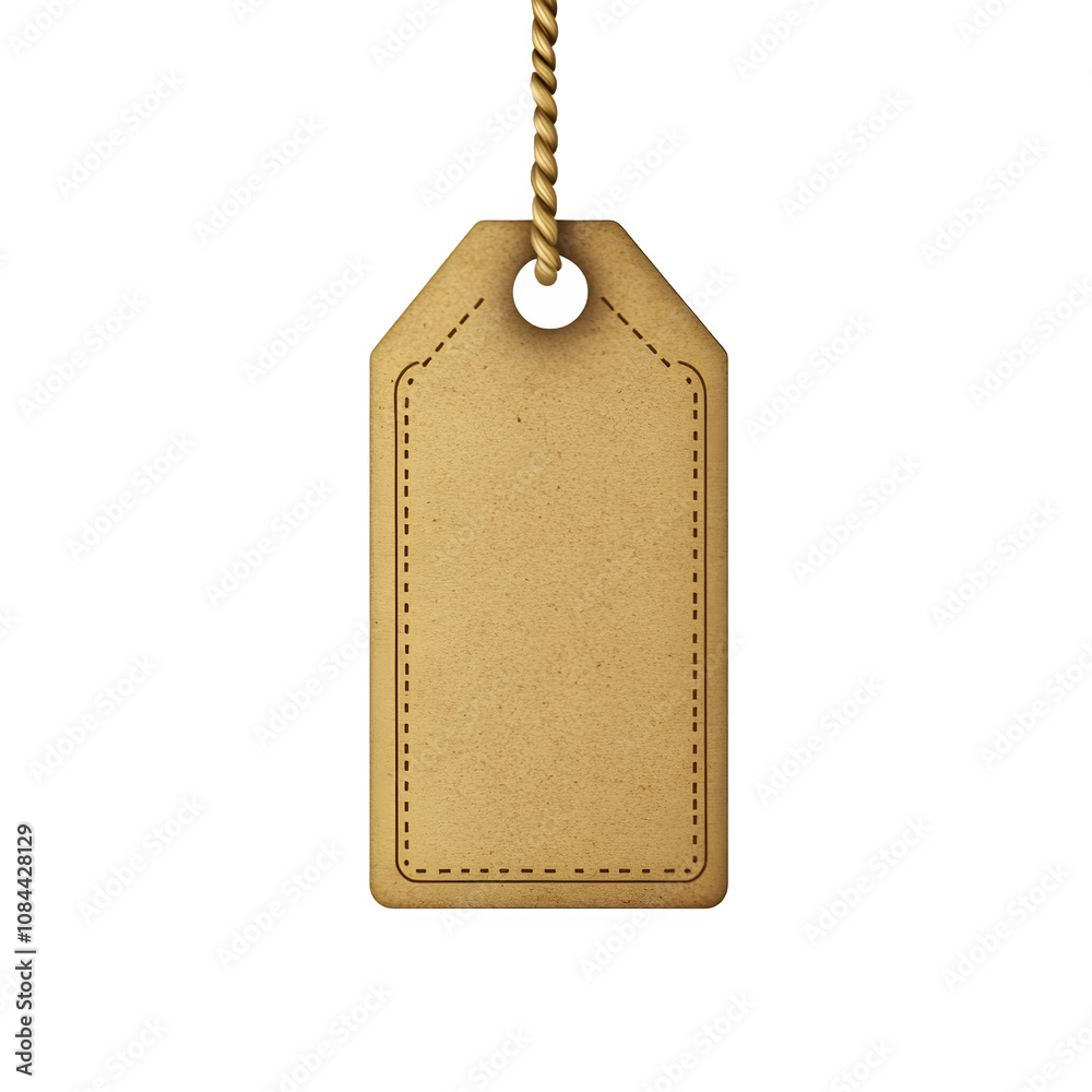 Poster Clear background hanging cardboard tag with string, ideal for personalizing with custom text or designs