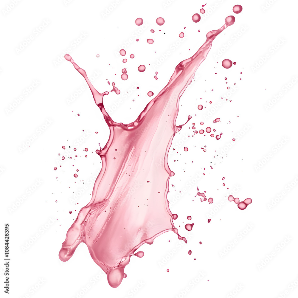 Poster vibrant pink liquid splash on transparent background, ideal for adding dynamic flair to designs