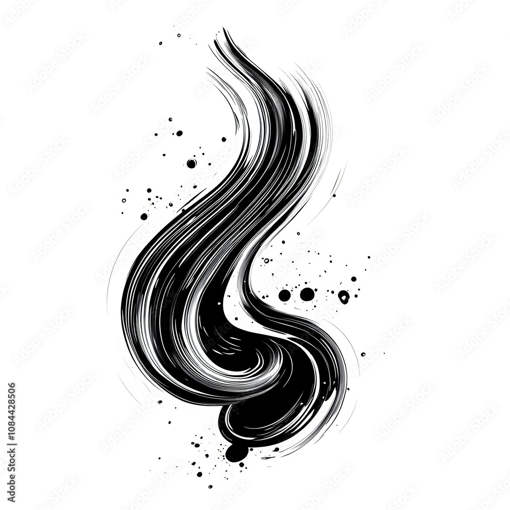 Poster Dynamic and artistic black paint splashing on a transparent background, perfect for adding an abstract touch to designs