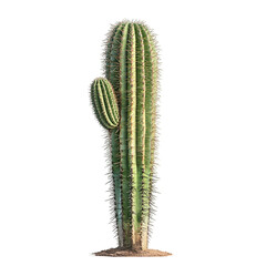 Naklejka premium 3d rendered realistic tall saguaro cactus with small offshoot, isolated on a transparent background