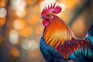 Vibrant Rooster with Stunning Colorful Feathers